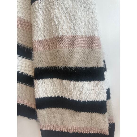 Lane Bryant Black, White, Tan, and Light Pink Open Front Knitted Cardigan - Picture 3 of 7